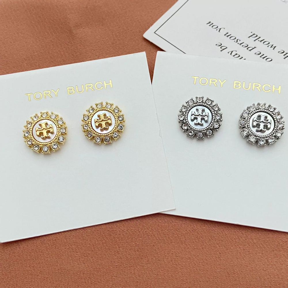 Tory Burch Geometric Round Inlaid Metal Studs